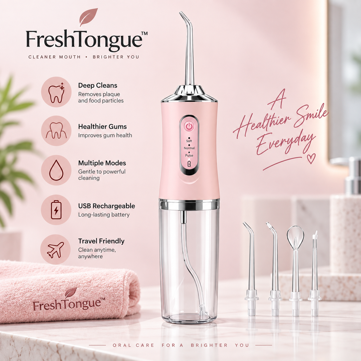 FreshTongue™ Portable Water Flosser