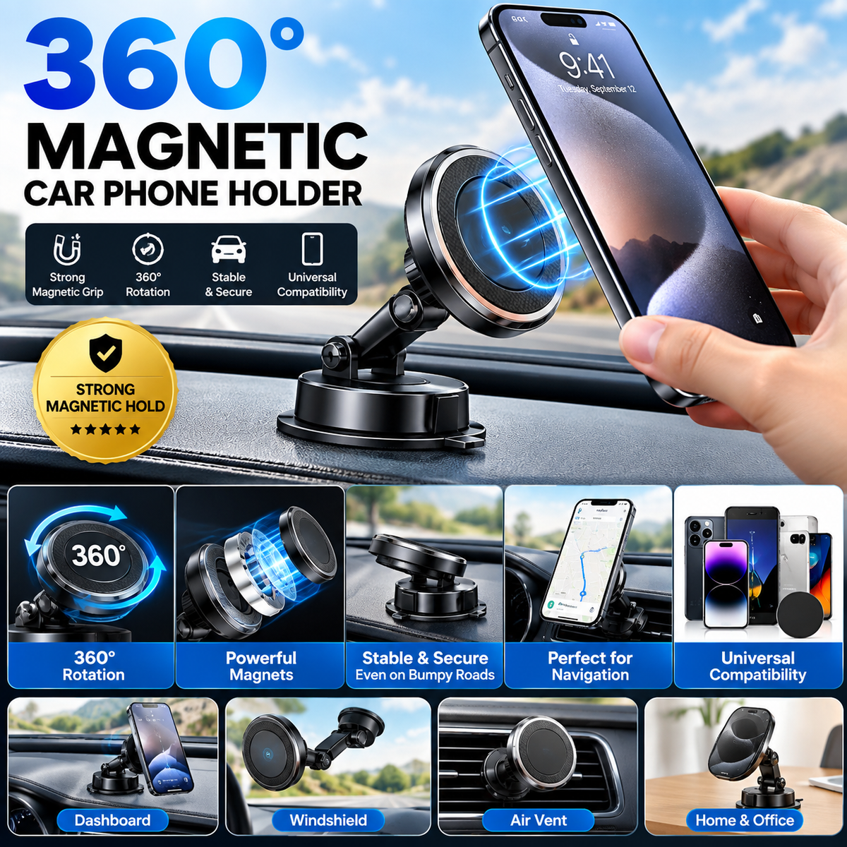 360 Degrees Rotate Metal Desk Mobile Phone Holder Stand For Phone Pad Adjustable Desktop Tablet Holderl Table Cell Phone Stand